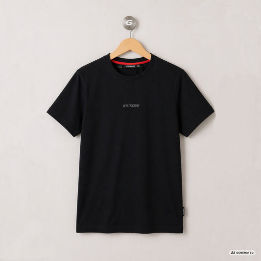 T-Shirt mit Rubberprint, schwarz