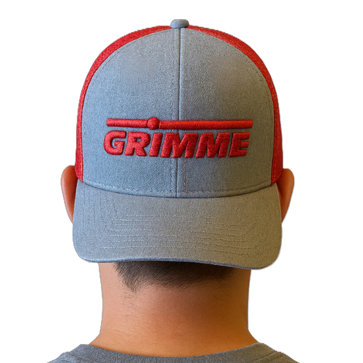 Cap grau mit Mesh und Logo rot
