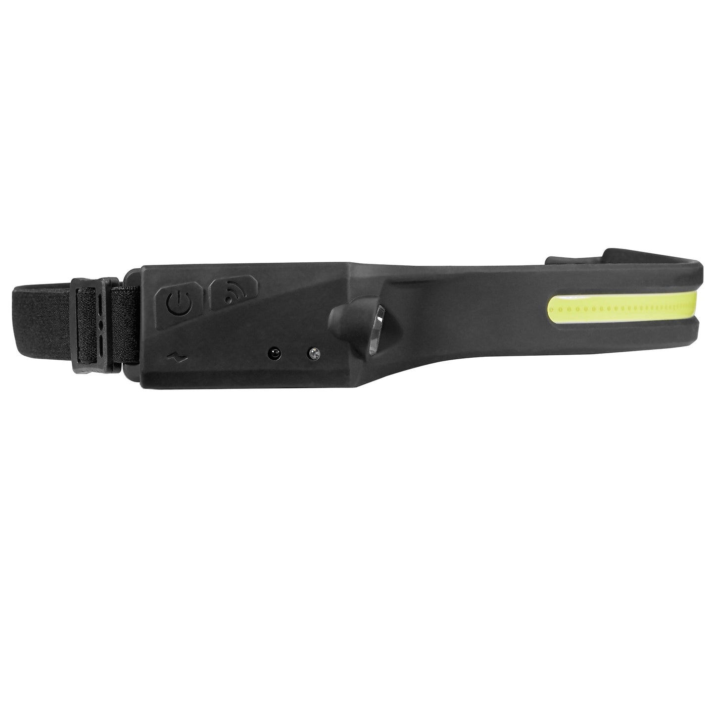 Headlamp with front light strip and lateral spot light incl. motion sensor for operation