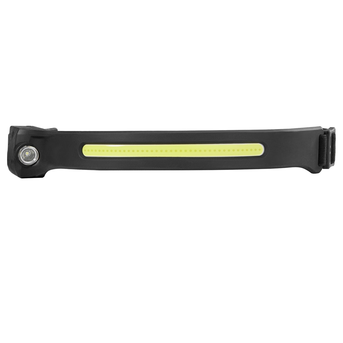 Headlamp with front light strip and lateral spot light incl. motion sensor for operation