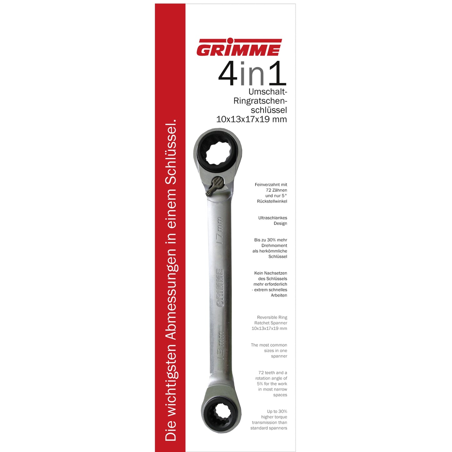 Reversible ring ratchet wrench „4in1“